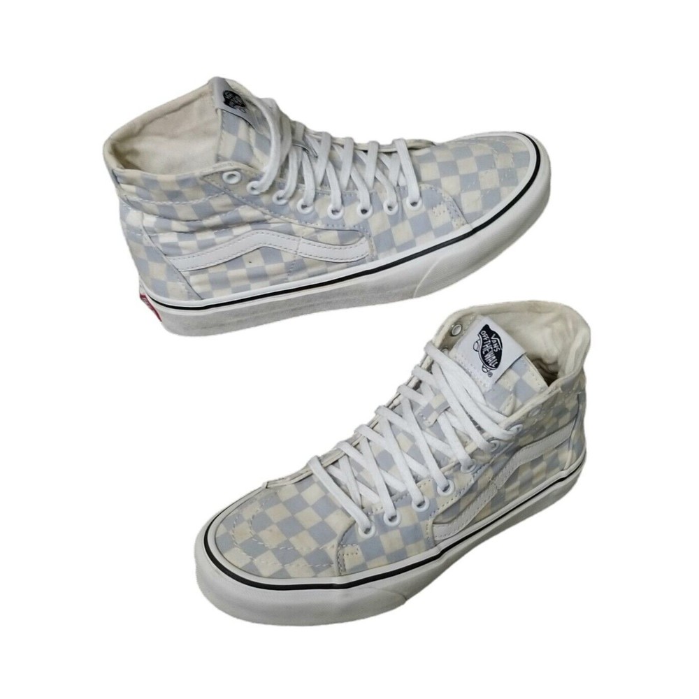 Vans Old Skool Unisex Womens 8 Blue Check Sk8-Hi Canvas Casual Shoes Mens 6.5